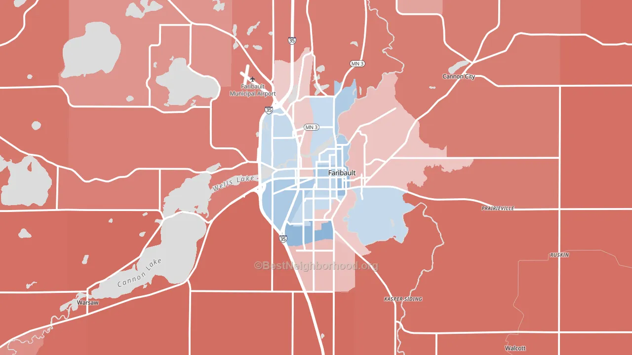 55021, MN block-group political-lean map