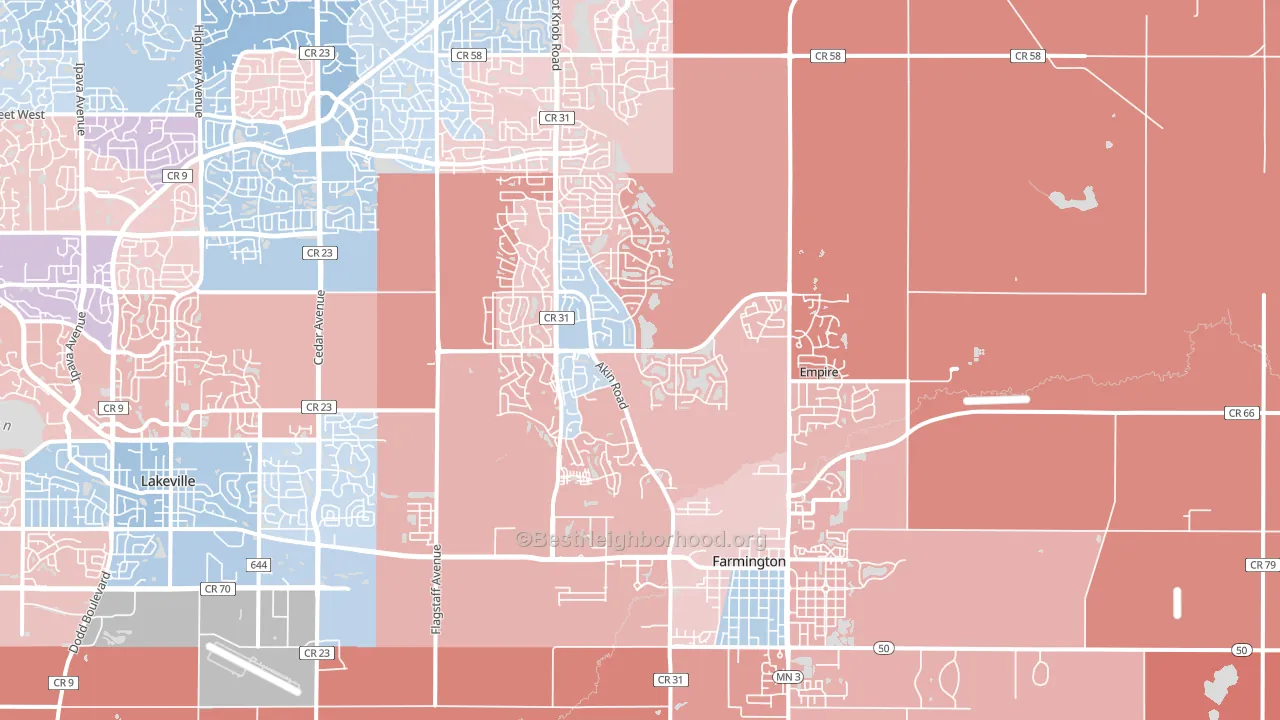 55024, MN block-group political-lean map