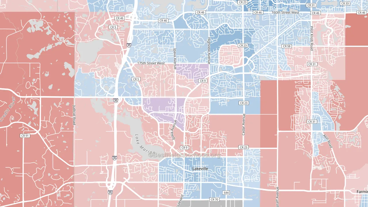 55044, MN block-group political-lean map