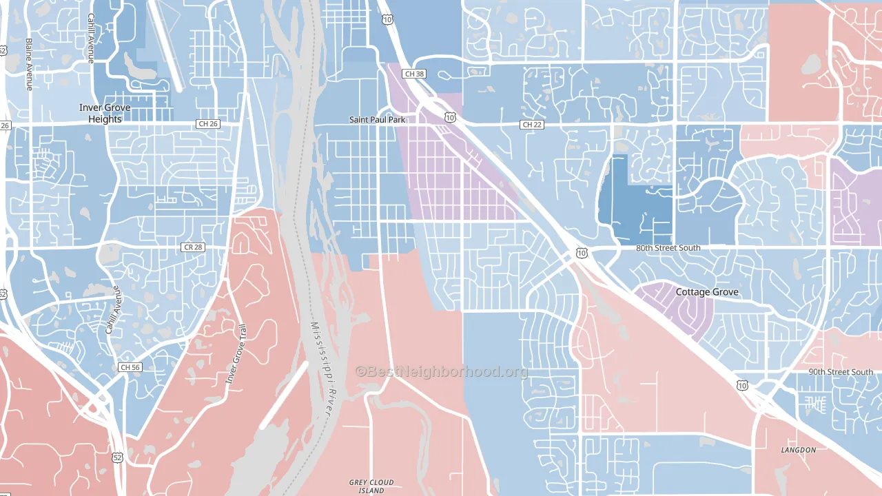 55071, MN block-group political-lean map