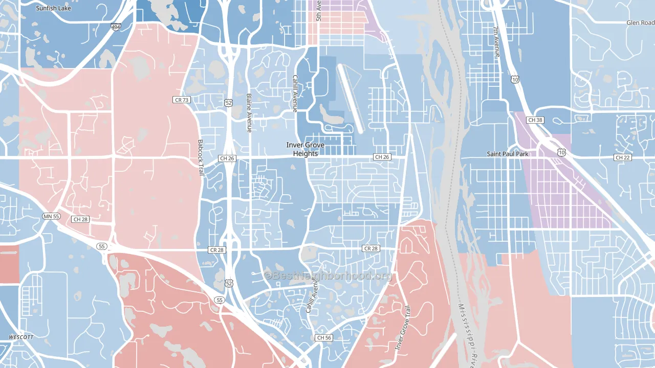 55076, MN block-group political-lean map