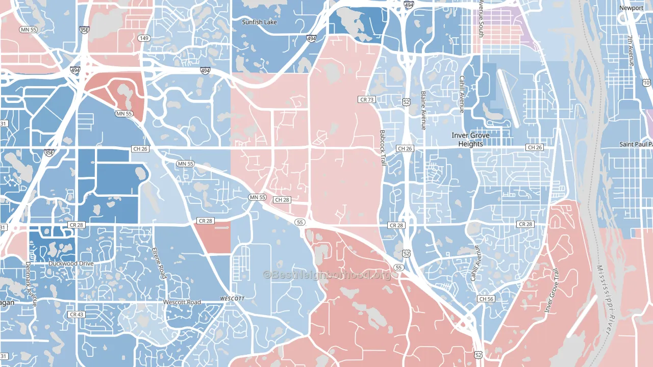 55077, MN block-group political-lean map