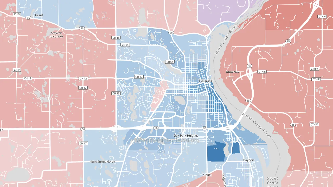 55082, MN block-group political-lean map