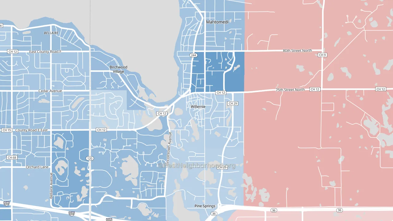 55090, MN block-group political-lean map
