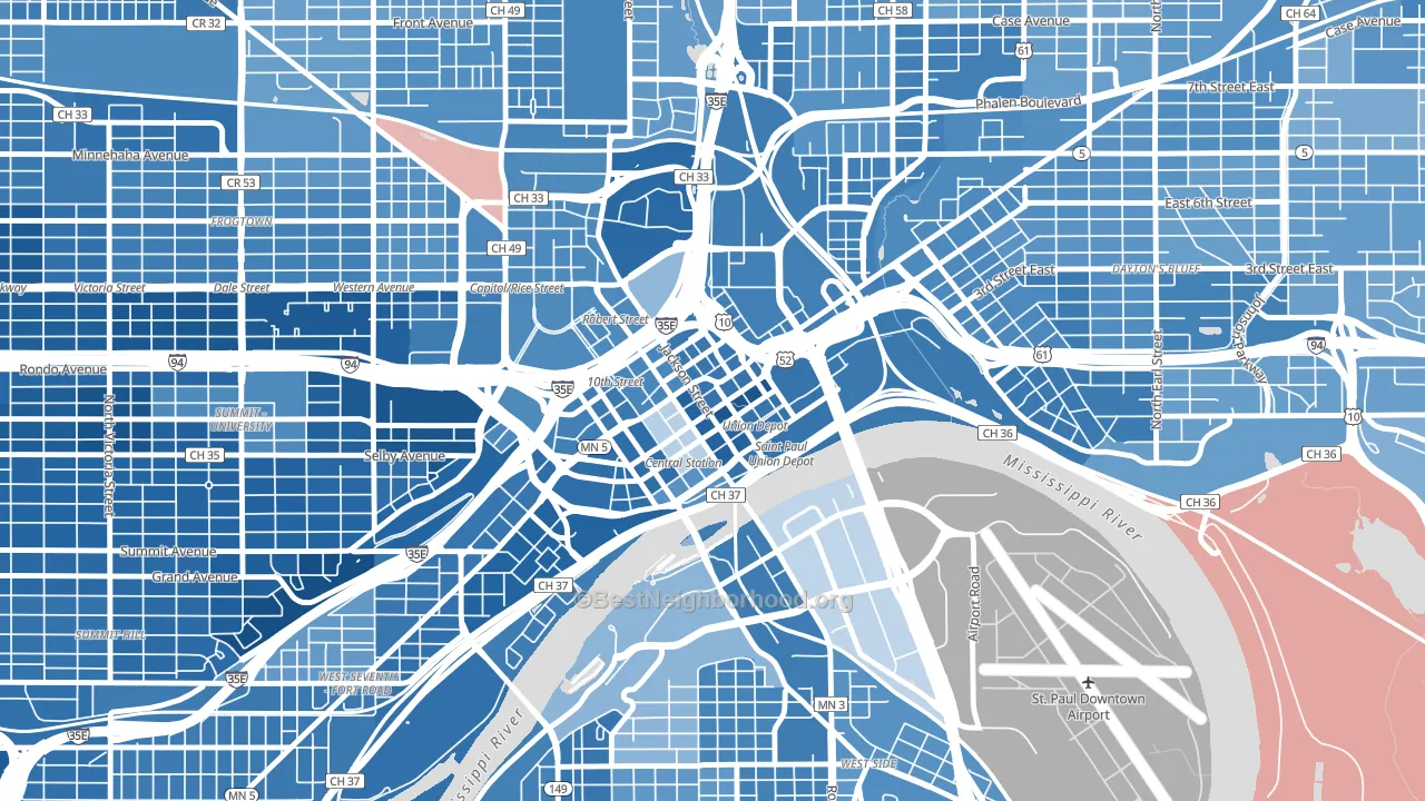 55101, MN block-group political-lean map