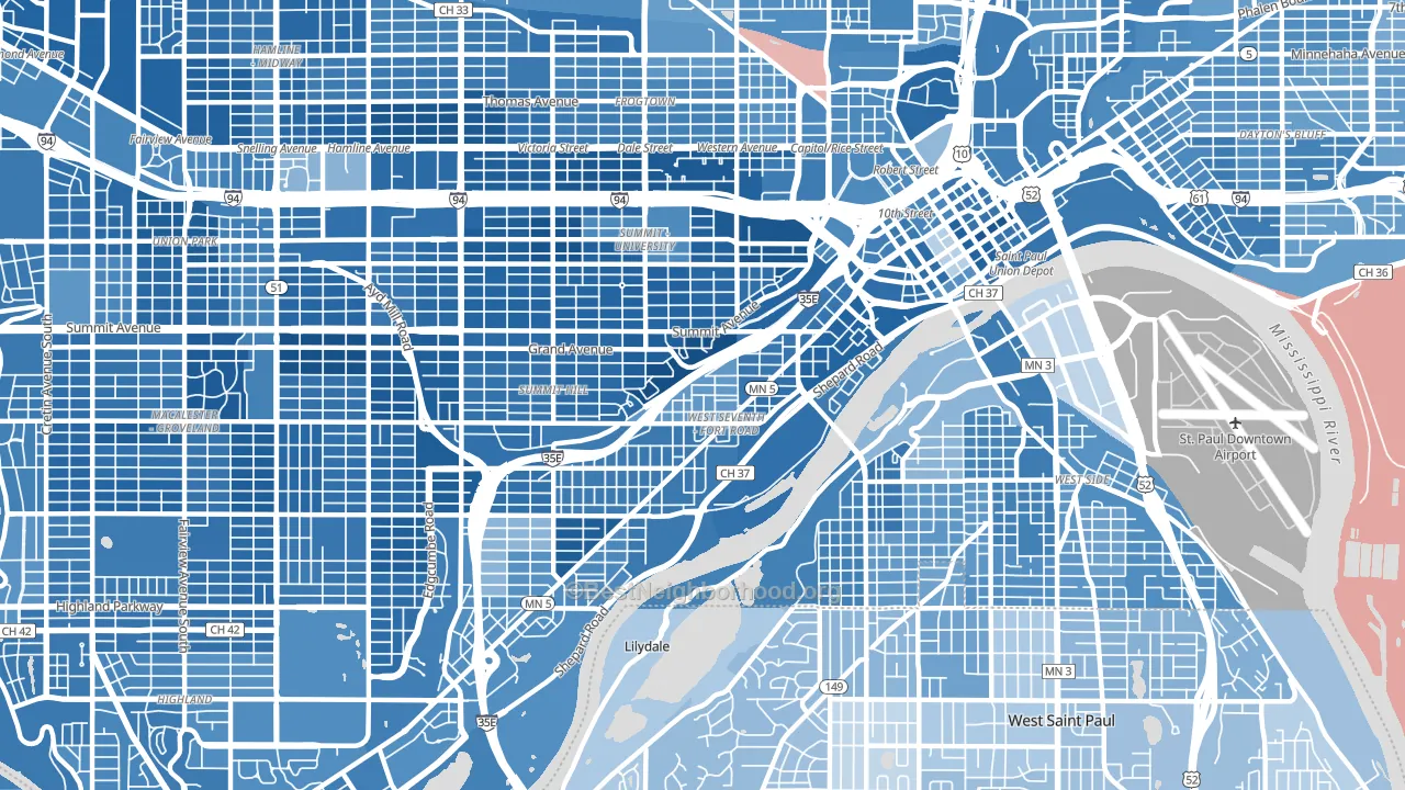 55102, MN block-group political-lean map