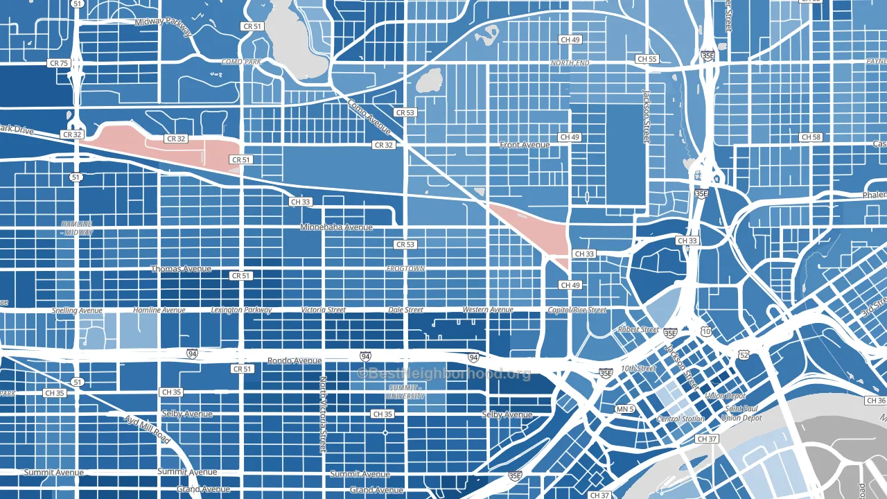 55103, MN block-group political-lean map