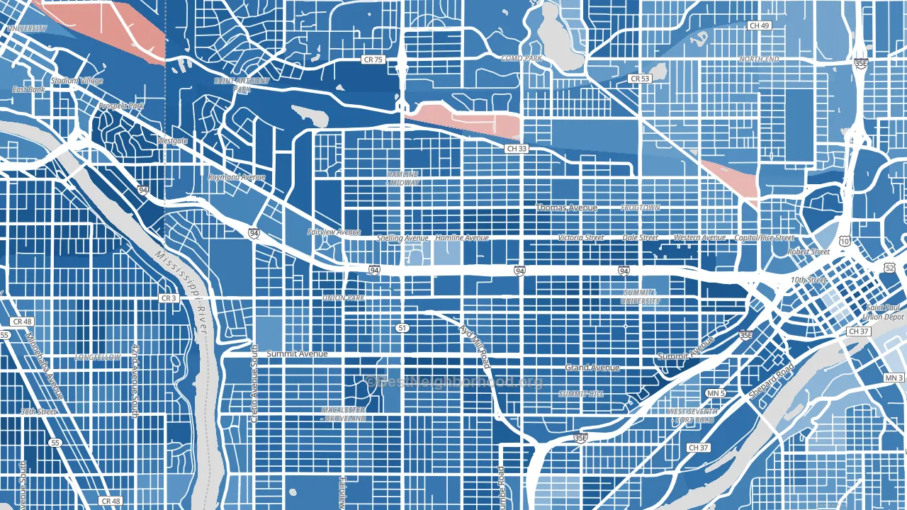 55104, MN block-group political-lean map