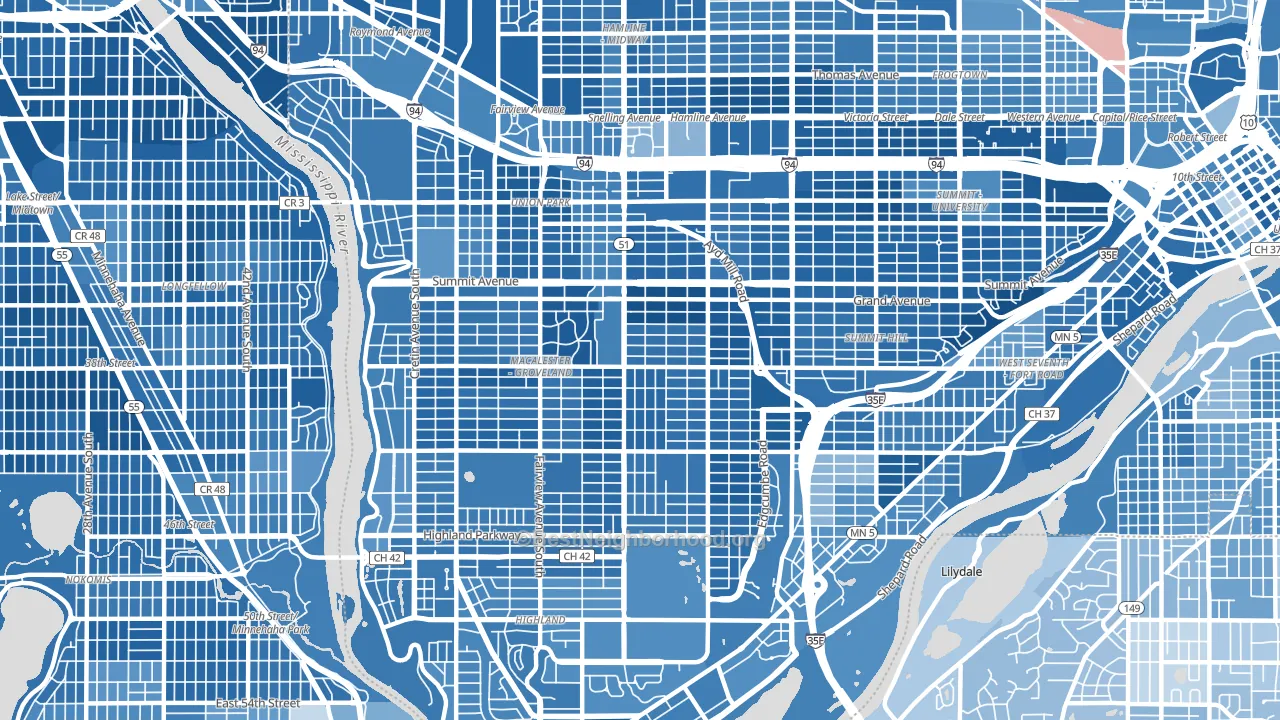 55105, MN block-group political-lean map