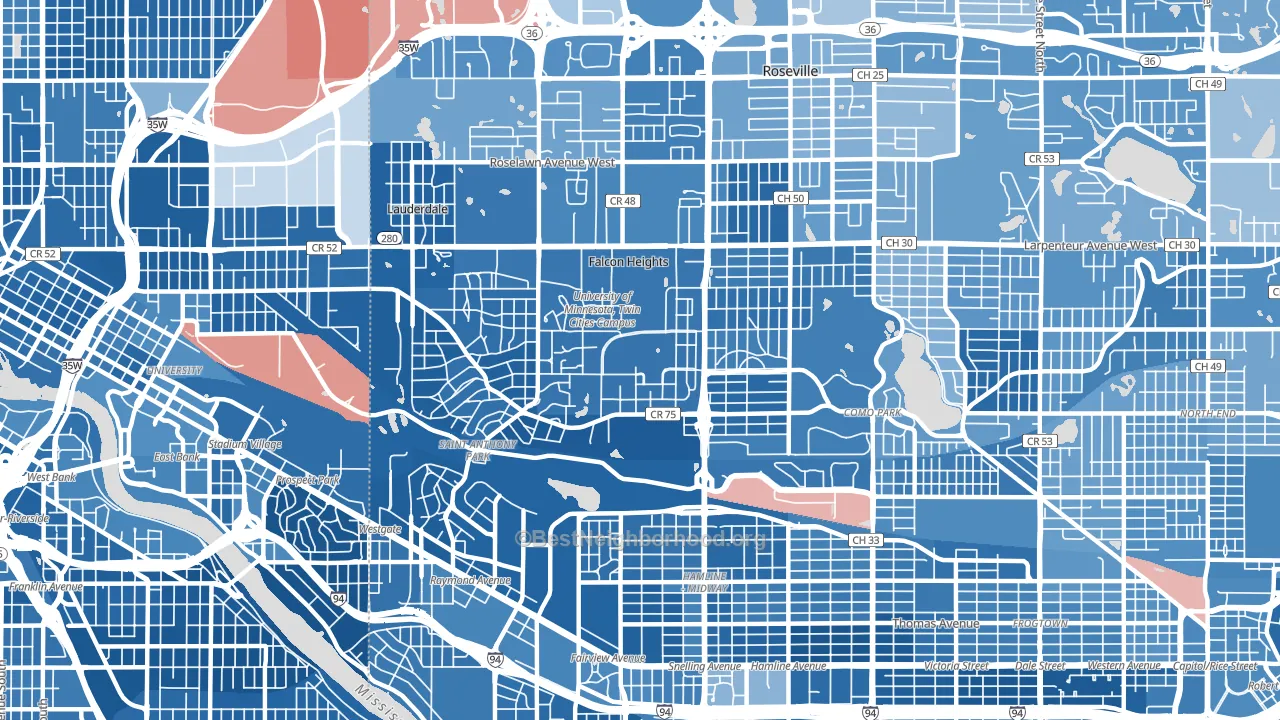 55108, MN block-group political-lean map