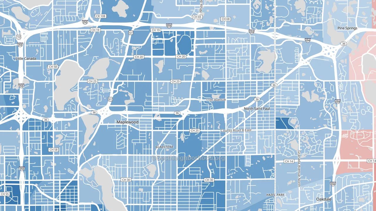 55109, MN block-group political-lean map