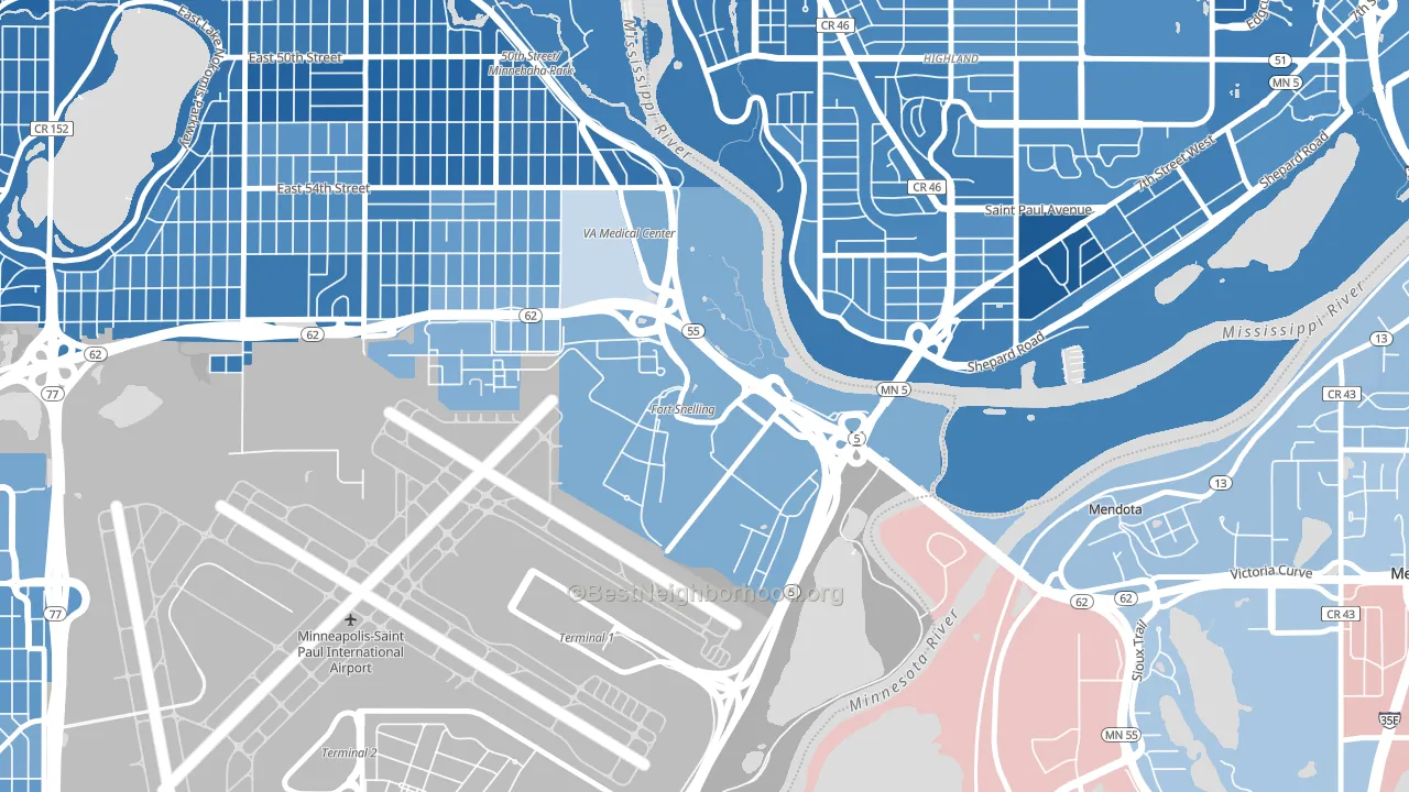 55111, MN block-group political-lean map