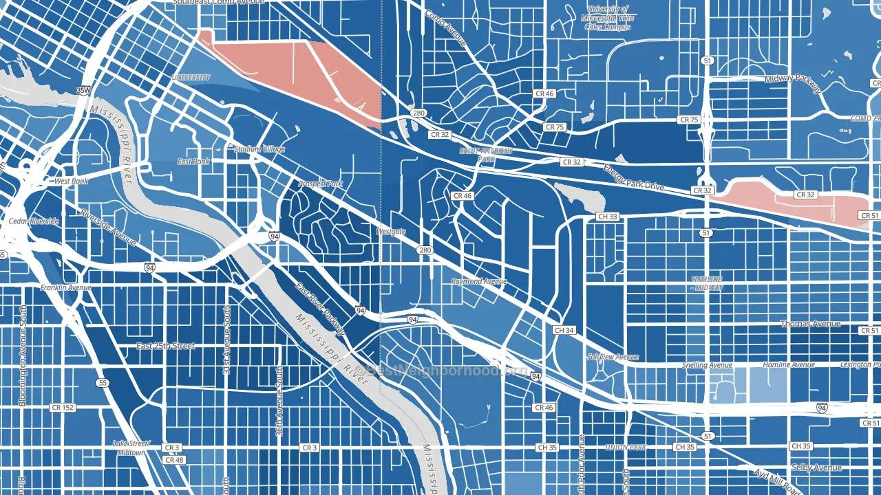 55114, MN block-group political-lean map