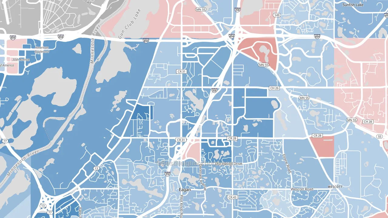 55121, MN block-group political-lean map