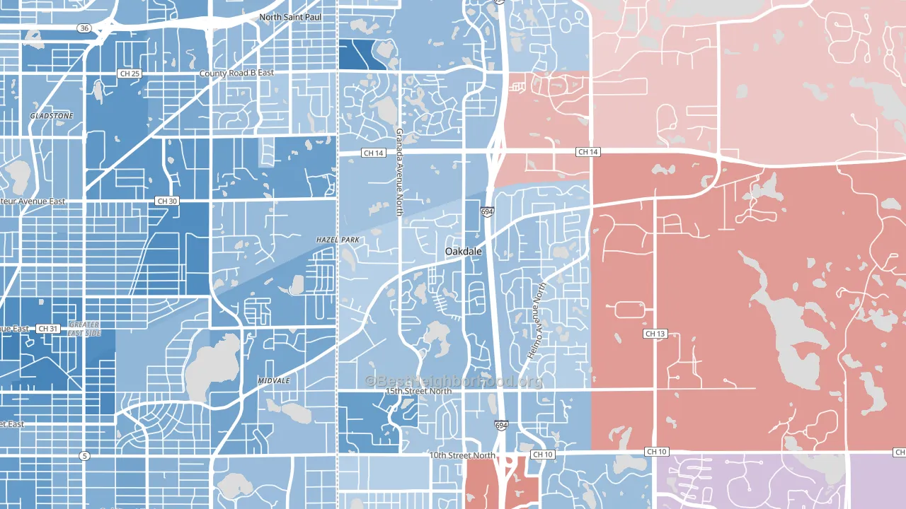 55128, MN block-group political-lean map