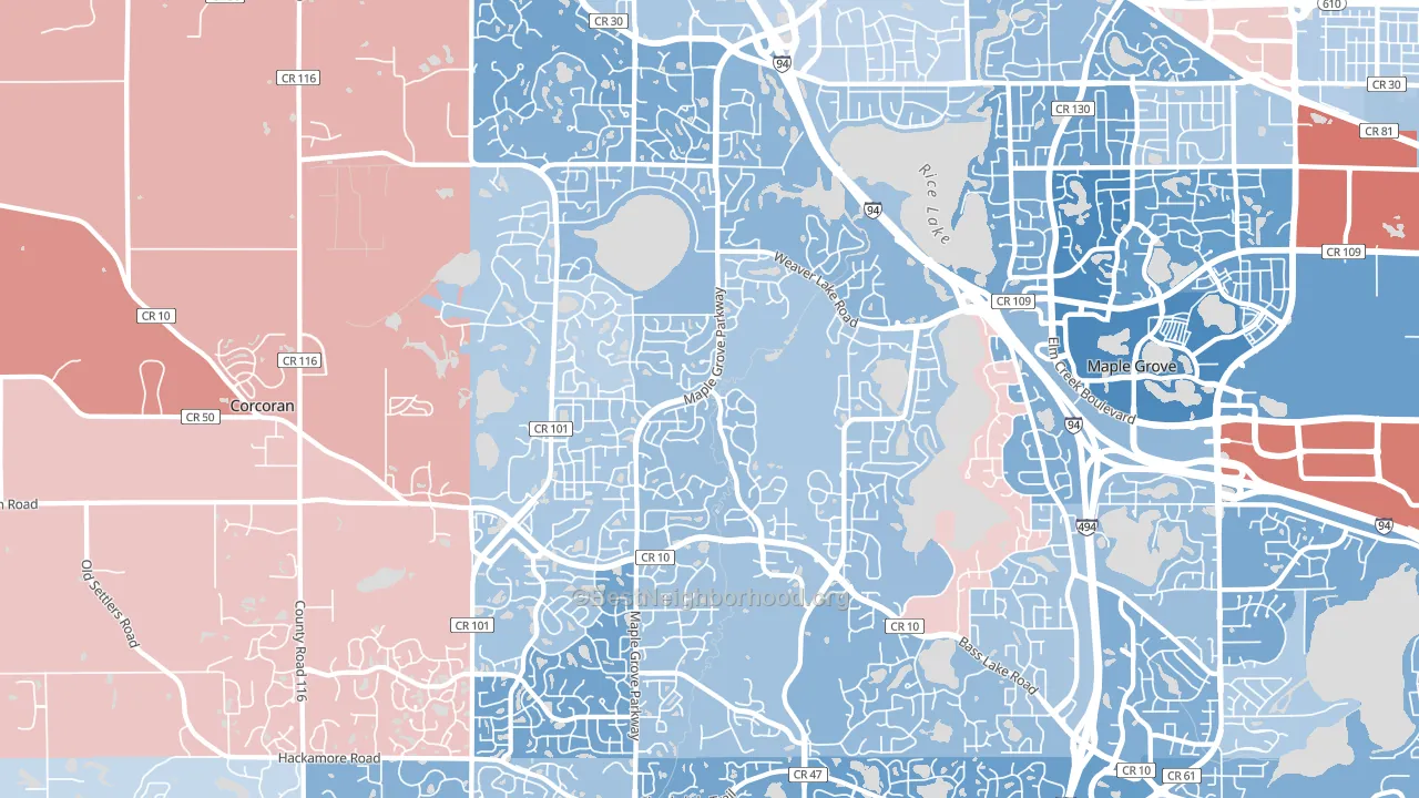 55311, MN block-group political-lean map