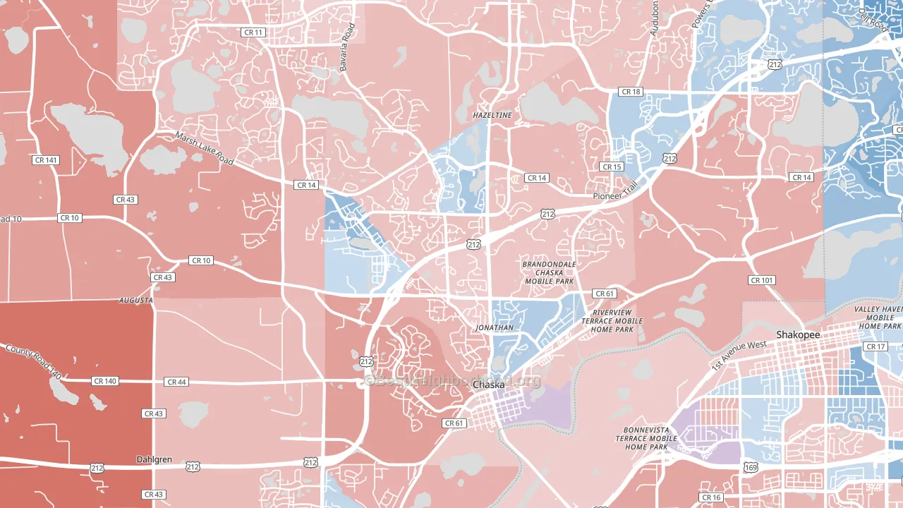55318, MN block-group political-lean map