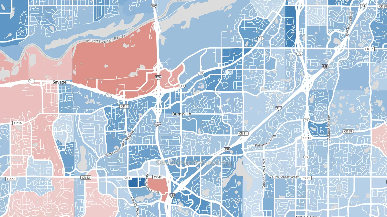 55337, MN block-group political-lean map