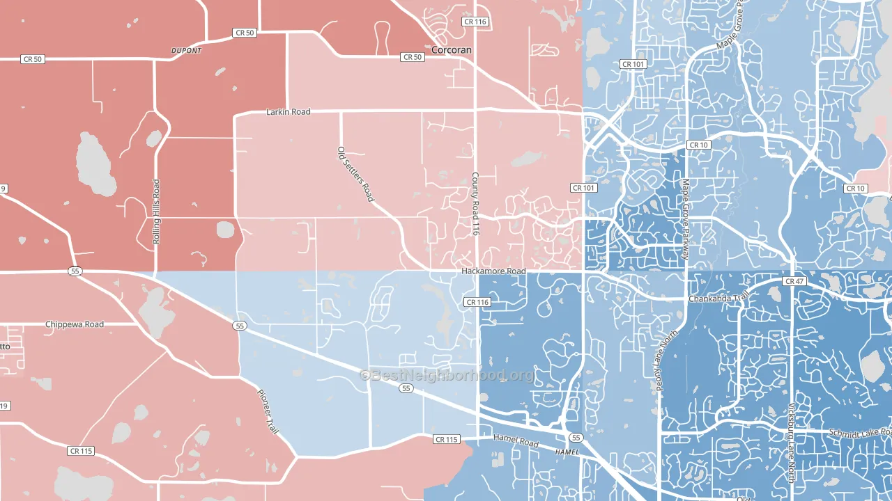 55340, MN block-group political-lean map