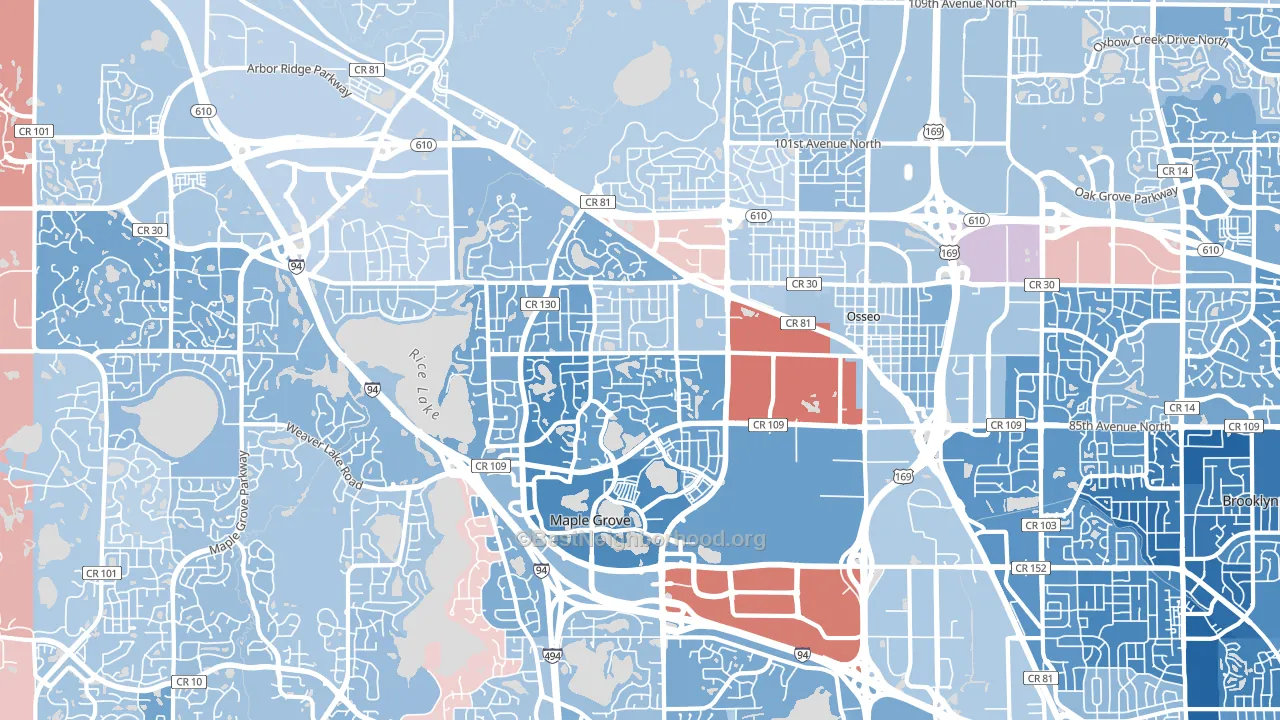 55369, MN block-group political-lean map