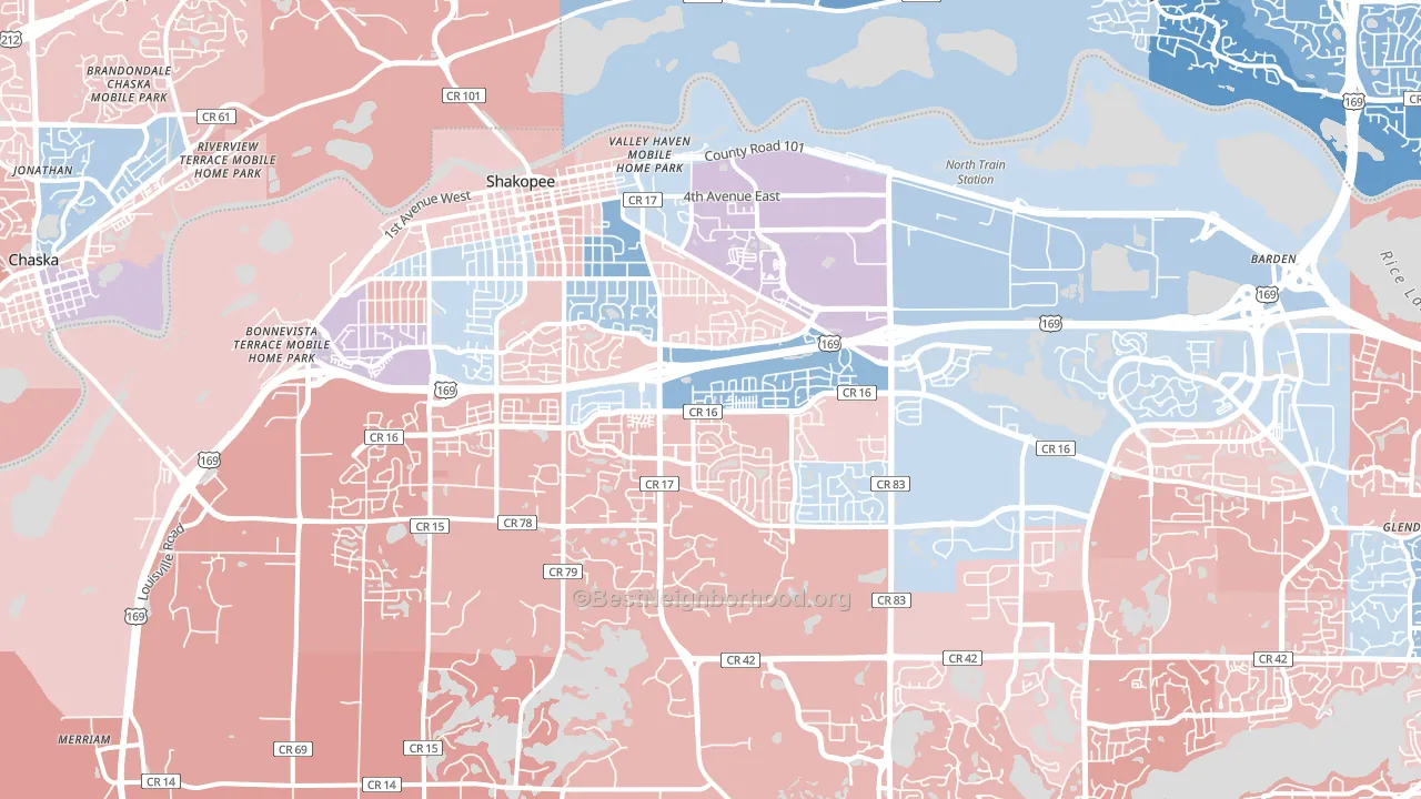 55379, MN block-group political-lean map