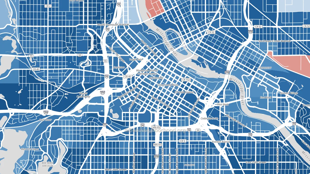 55402, MN block-group political-lean map