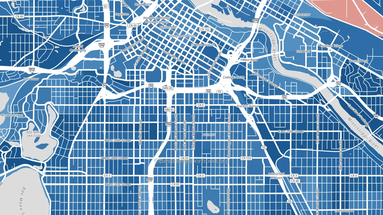 55404, MN block-group political-lean map