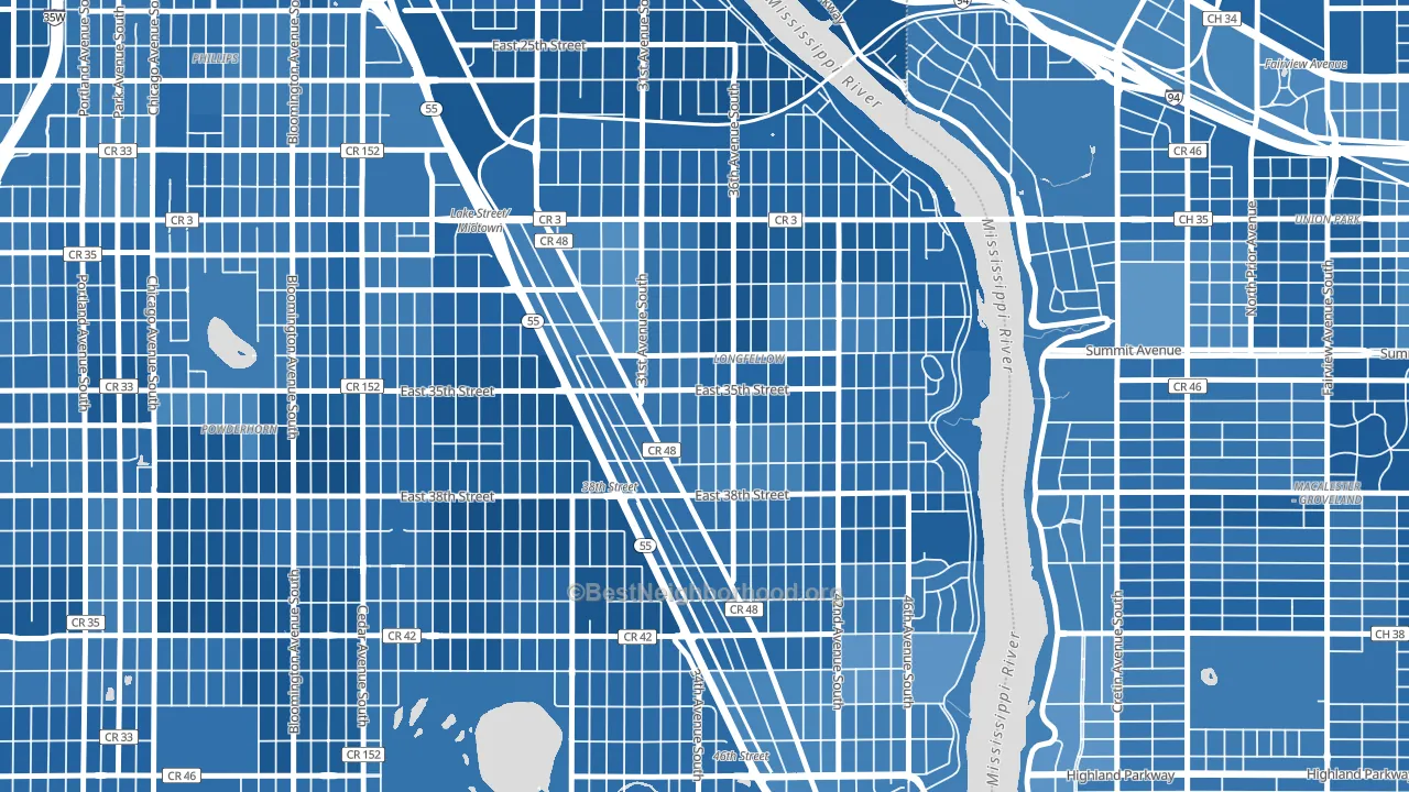 55406, MN block-group political-lean map