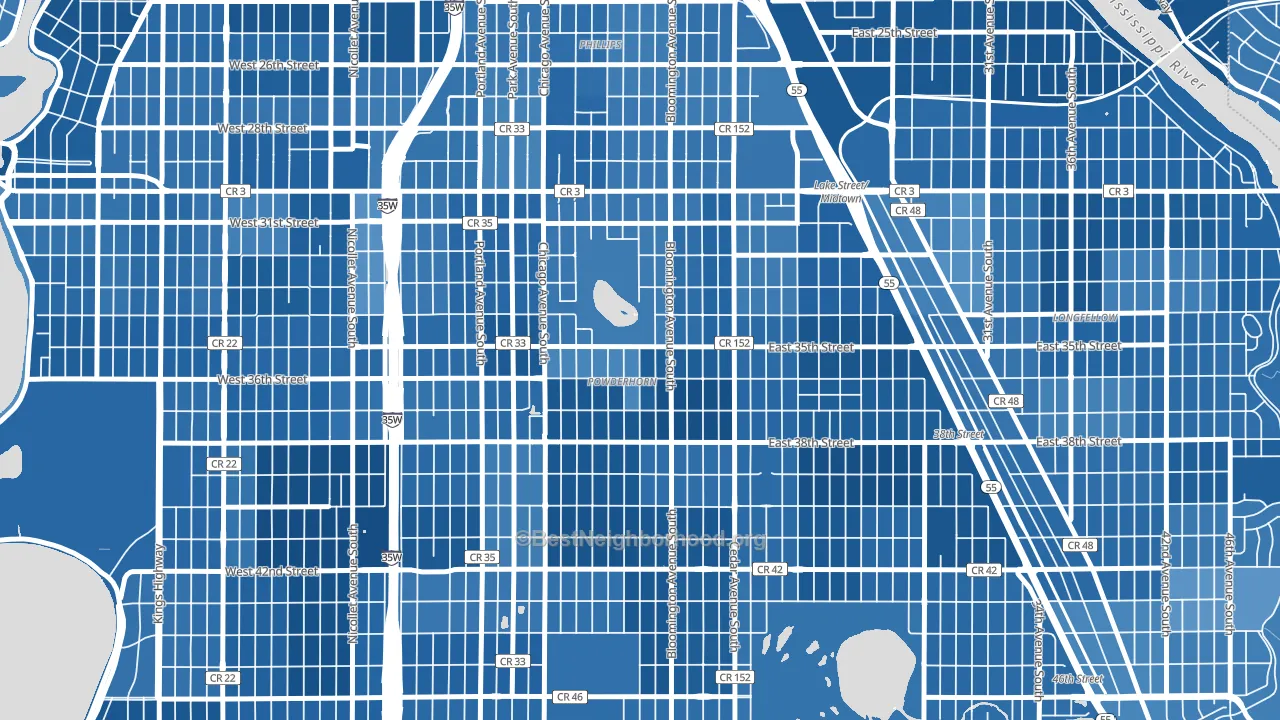55407, MN block-group political-lean map