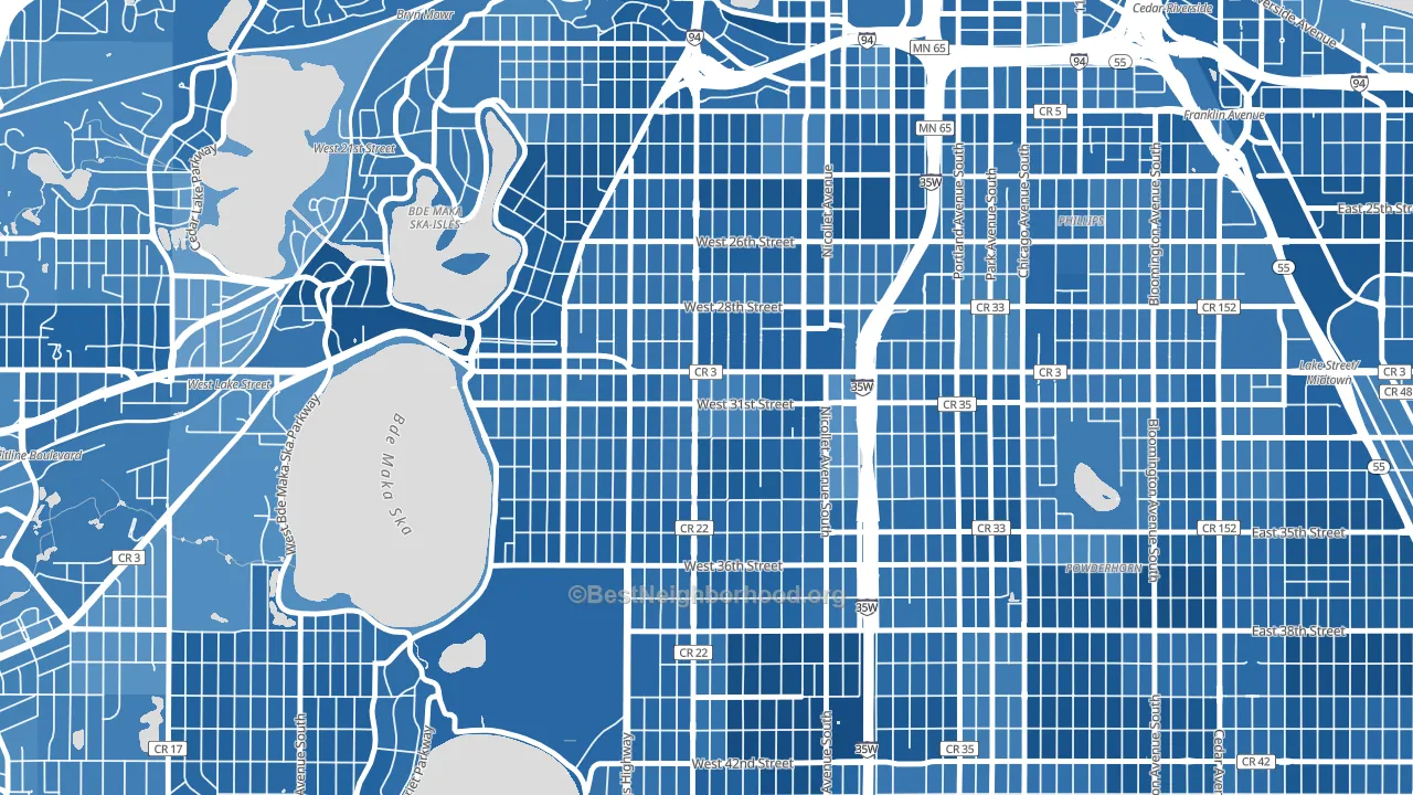 55408, MN block-group political-lean map