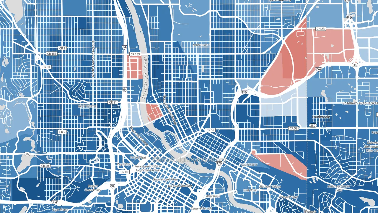 55413, MN block-group political-lean map