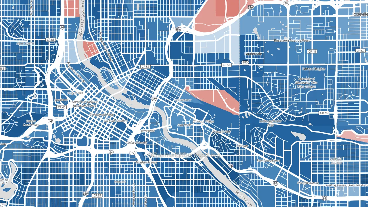 55414, MN block-group political-lean map