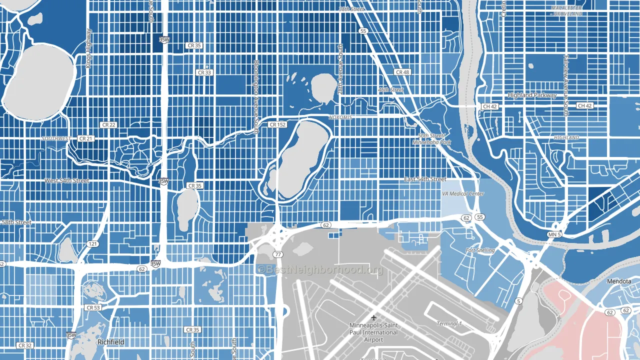 55417, MN block-group political-lean map