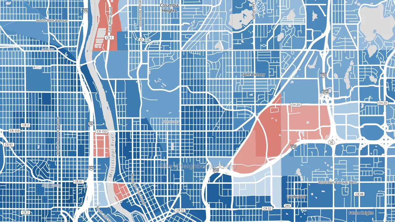 55418, MN block-group political-lean map