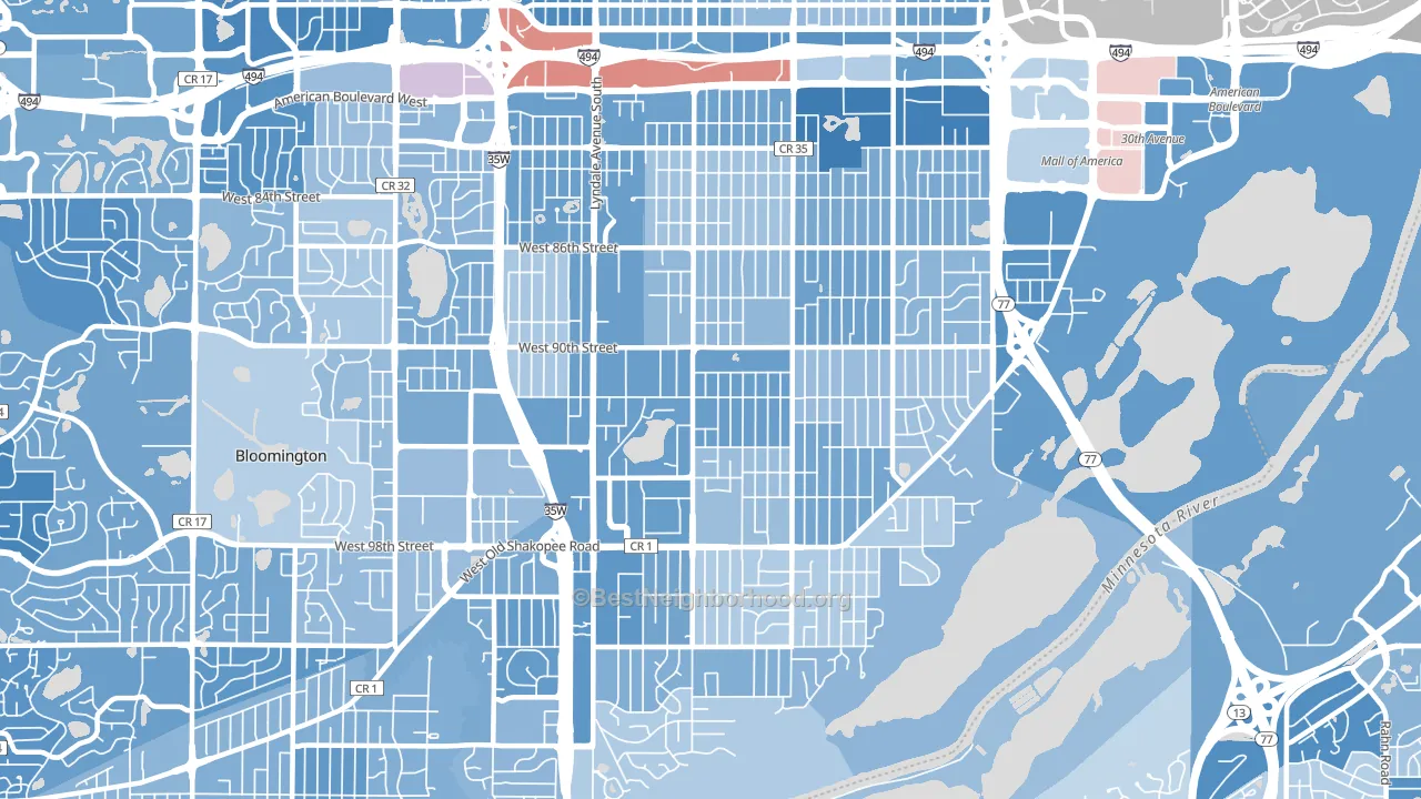 55420, MN block-group political-lean map