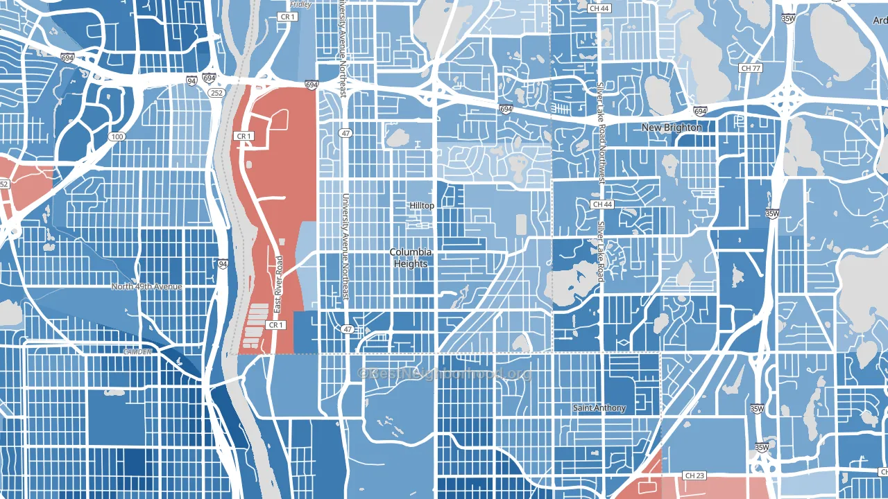 55421, MN block-group political-lean map