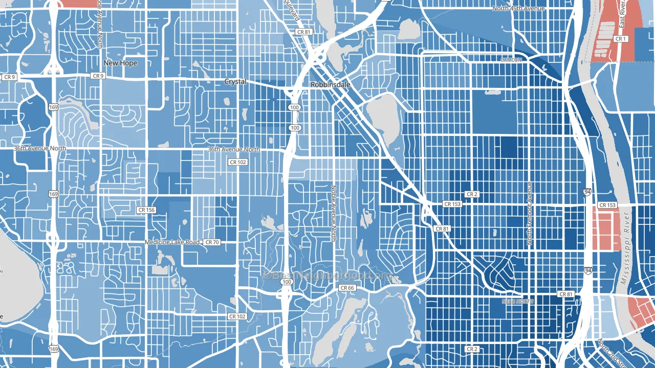 55422, MN block-group political-lean map