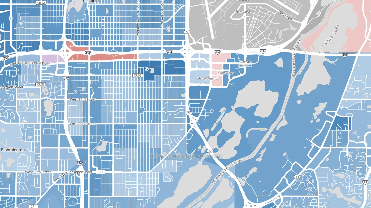 55425, MN block-group political-lean map