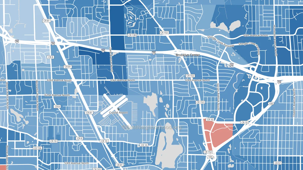 55429, MN block-group political-lean map
