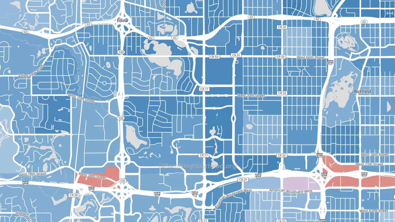 55435, MN block-group political-lean map