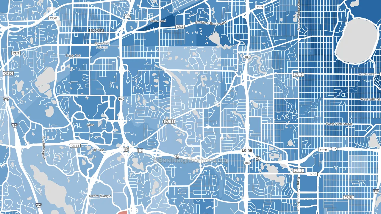 55436, MN block-group political-lean map