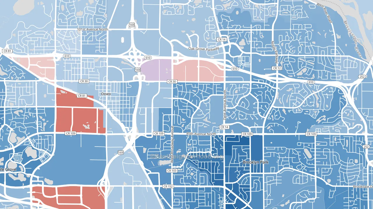 55445, MN block-group political-lean map