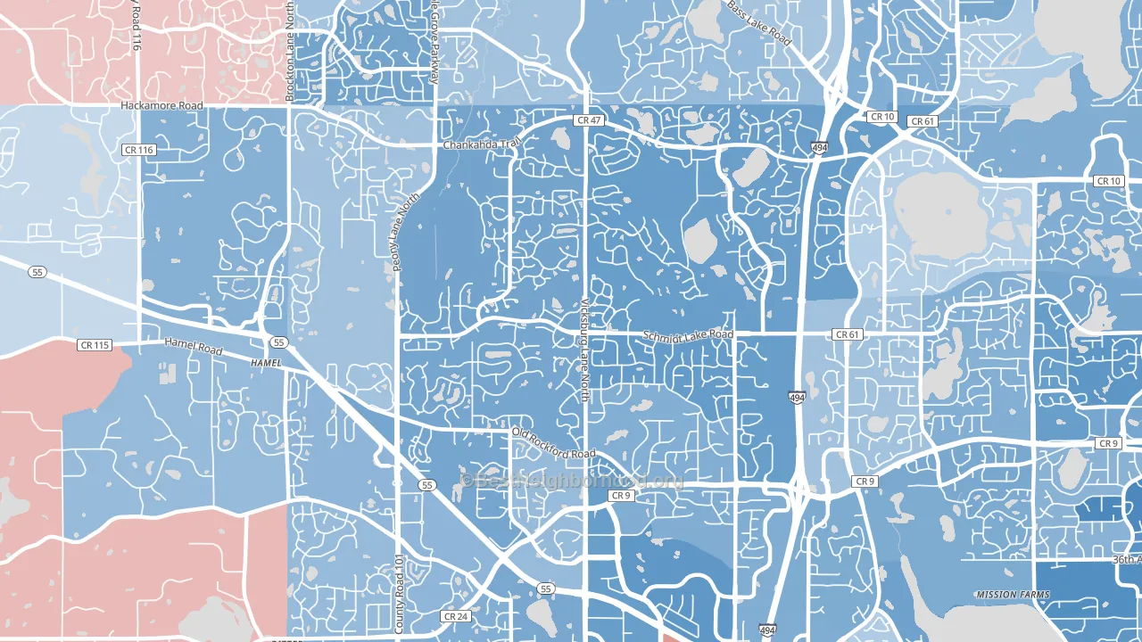 55446, MN block-group political-lean map