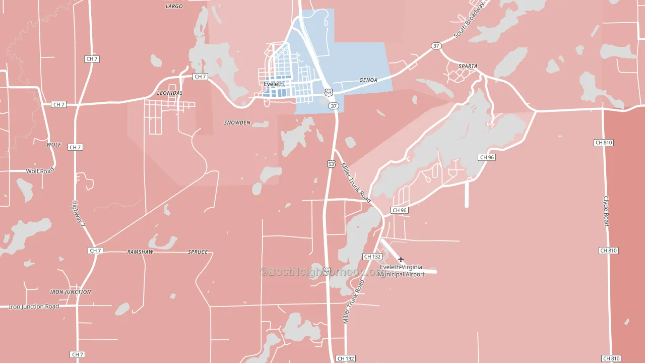 55734, MN block-group political-lean map