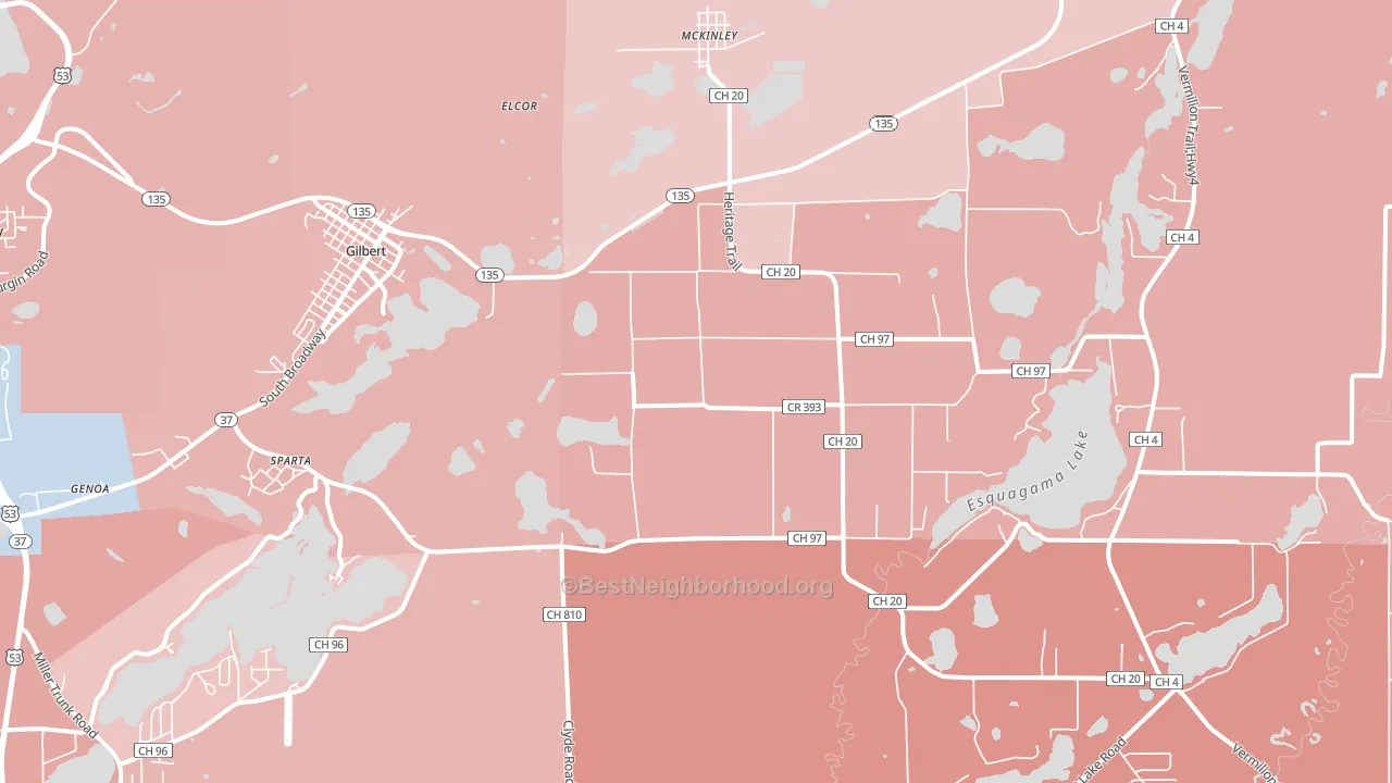 55741, MN block-group political-lean map