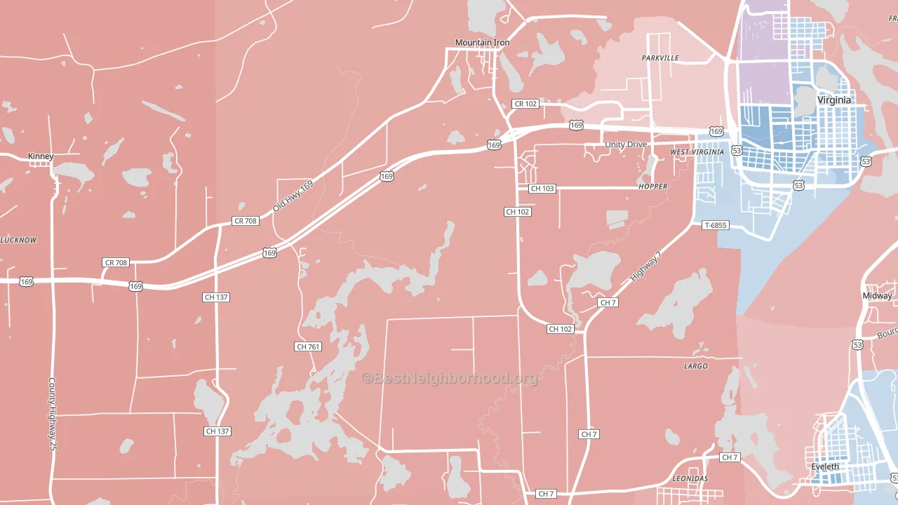 55768, MN block-group political-lean map
