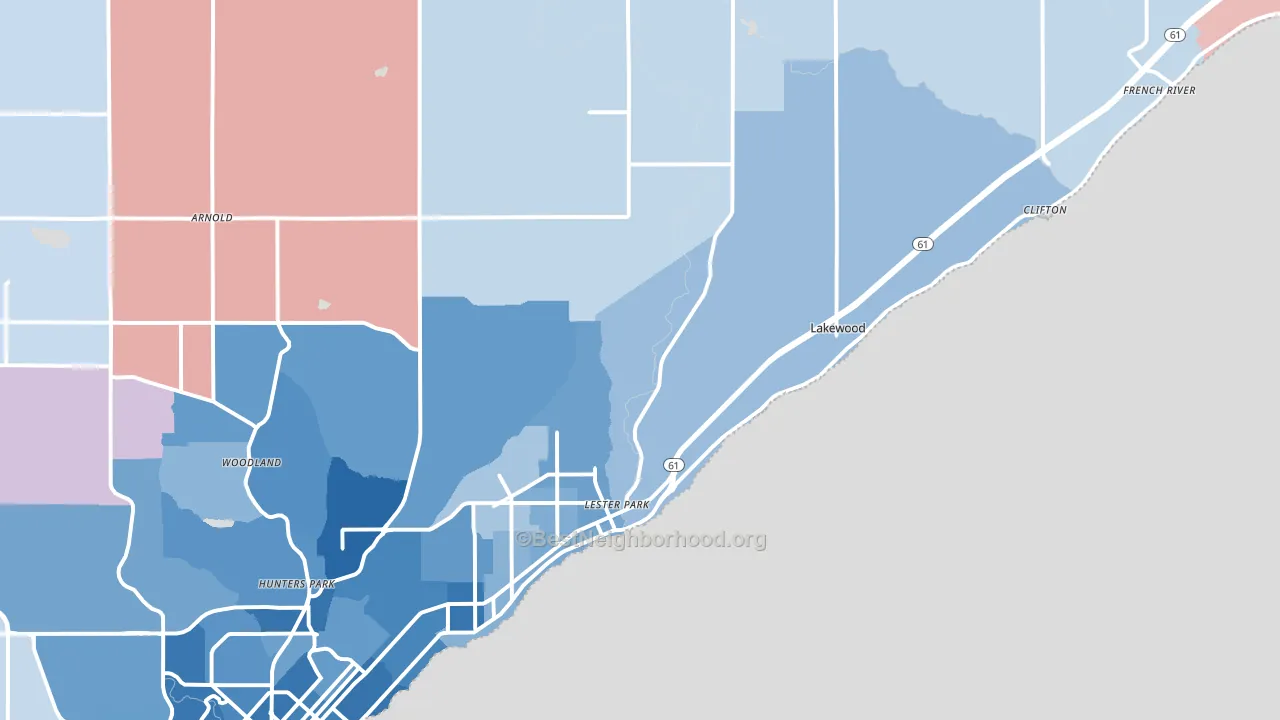 55804, MN block-group political-lean map