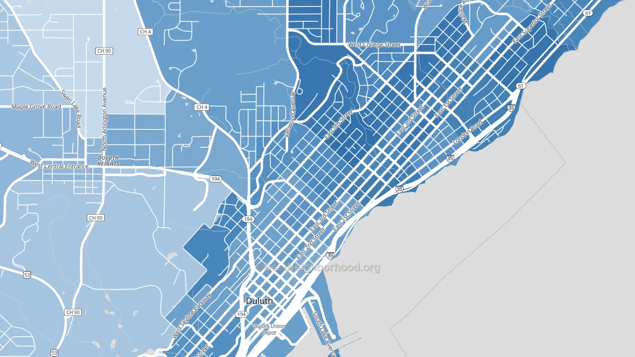 55805, MN block-group political-lean map