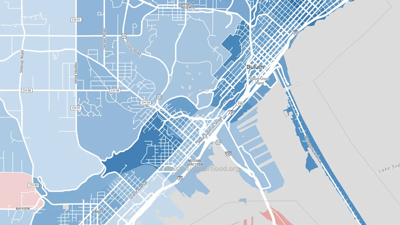 55806, MN block-group political-lean map