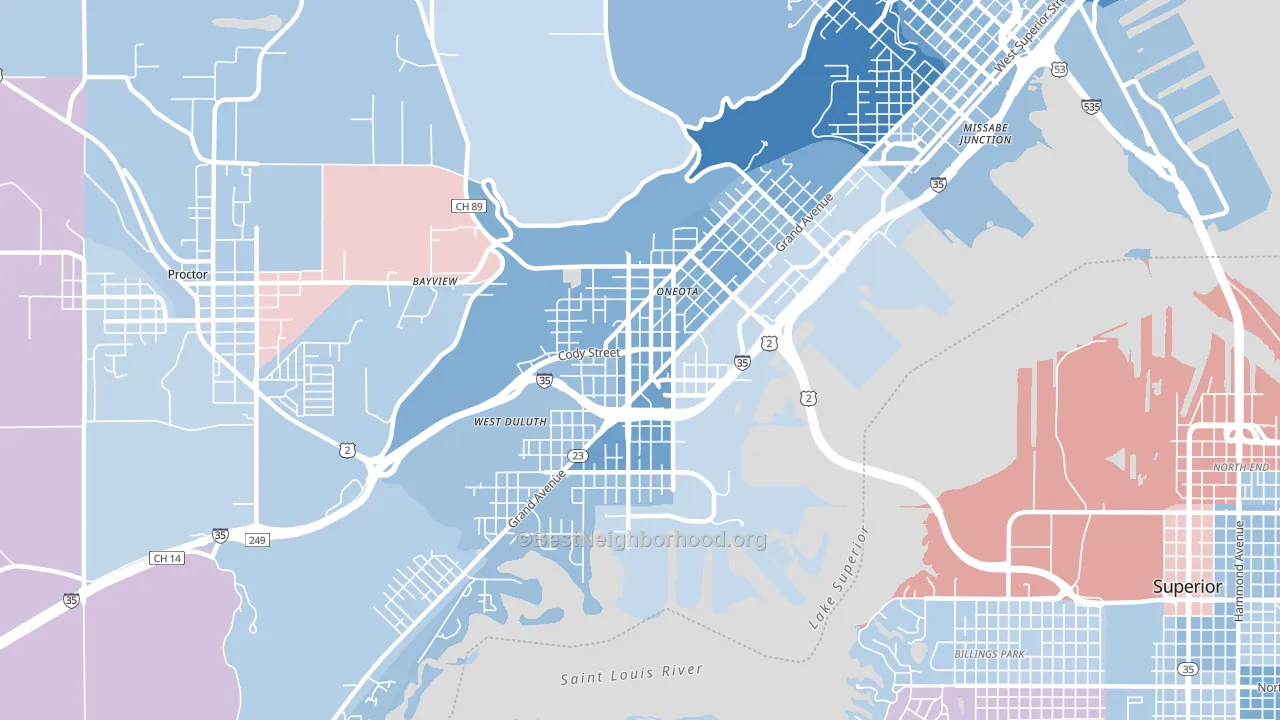 55807, MN block-group political-lean map